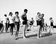 August 6, 1934 shot of Commissioner Robert Moses and officials at Jones Beach, Long Island. Credit: Alajos L Schusler, New York City Parks Photo Archive, neg. 36501-1.