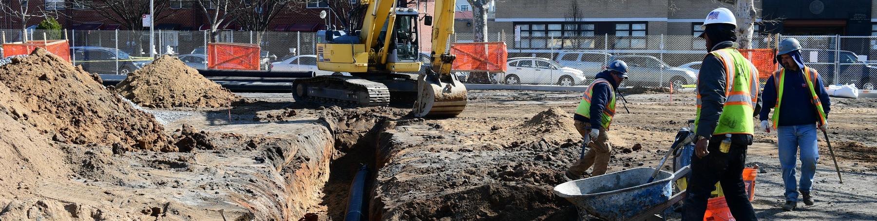Contractors working at Betsy Head Park construction site.