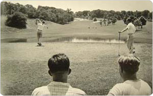 Two players and two spectators at the golf course, Forest Park, Queens, circa 1940, New York City Department of Parks & Recreation Photo Archive Two players and two spectators at the golf course, Forest Park, Queens, circa 1940, New York City Department of Parks & Recreation Photo Archive