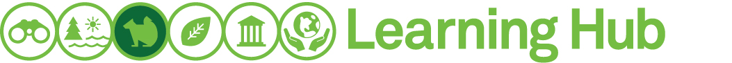 learning hub banner. Wildlife icon is highlighted