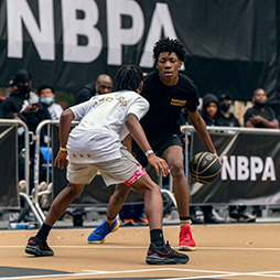 Boys playing basketball