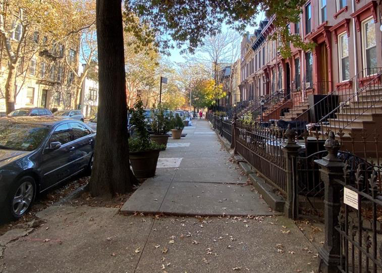 Sidewalk damage effecting a large portion of a narrow sidewalk means most of the sidewalk is impacted.