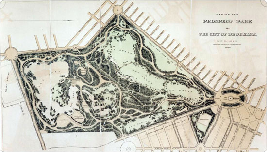 Design of Prospect Park, circa 1868. Neg. AR1059A Image of Design of Prospect Park, circa 1868. Neg. AR1059A