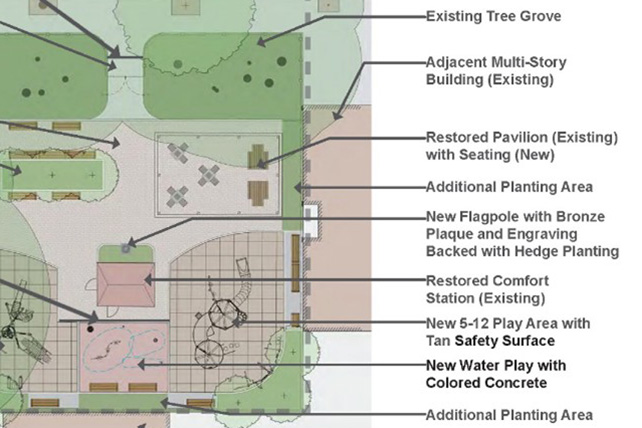 A detail of a playground reconstruction schematic diagram