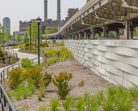 A section of greenway with enhanced coastal resiliency