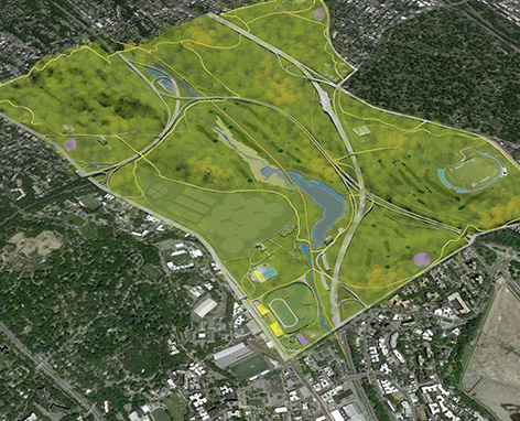 Satellite view rendering of Van Cortlandt Park