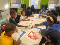 kids building crafts together