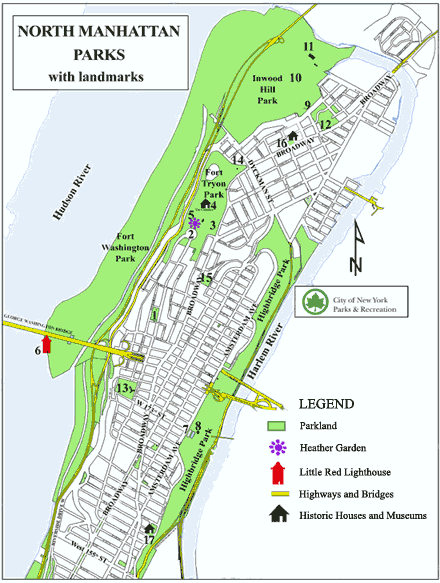 Map of North Manhattan Parks