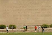 Frisbee in Front of the Memorial 