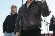Mayor Michael Bloomberg speaks while Parks Commissioner Adrian Benepe soaks in the scene 