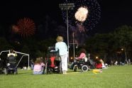 Watching fireworks over the Hudson River on July 4, 2009. 