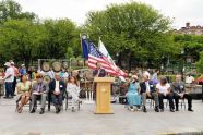 Commissioner Adrian Benepe addresses the crowd at the ribbon cutting 