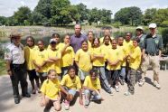 Commissioner Benepe poses with Junior Ranger Day Camp children 