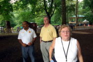 Parks Commissioners Kevin Jeffrey and Liam Kavanagh with Prospect Park Alliance President Tupper Thomas 