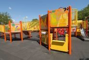 A bright graphic playground at Robert Venable Park 