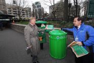 Sanitation Commissioner John J. Doherty & Parks Commissioner Adrian Benepe demonstrate how to recycle 