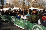 The crowd watches the snowboarders perform 