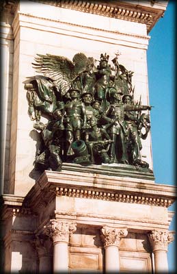 Photo of Navy group on Soldiers' and Sailors' Arch in Grand Army Plaza, Prospect Park, Brooklyn